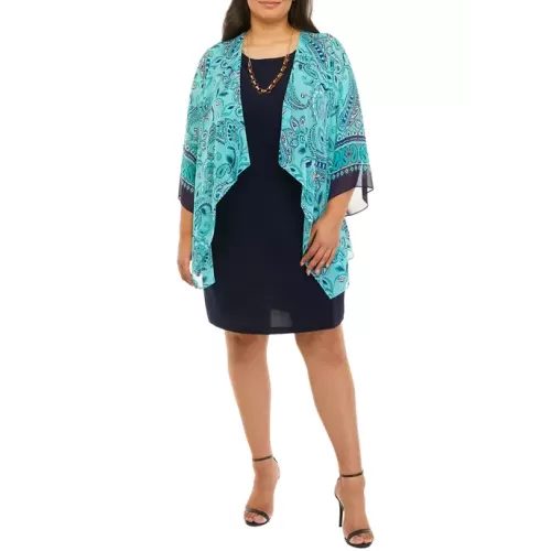 Robe veste en mousseline imprimée avec collier Sandra Darren