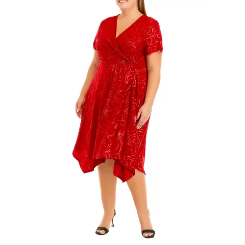 Robe rouge pailletée avec nœud latéral de Grande taille Perceptions