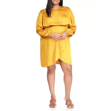 Robe à volants en satin à manches longues grande taille  MICHAEL Michael Kors