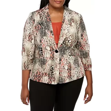 Veste à 1 Bouton Imprimé Serpent Grande Taille Kasper