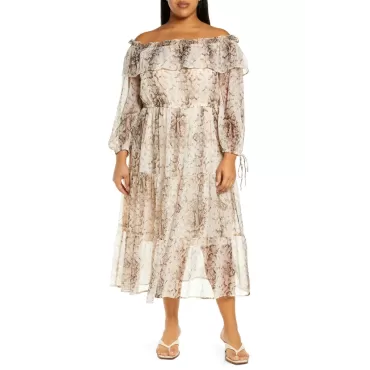 Robe à manches longues et épaules dénudées River Island