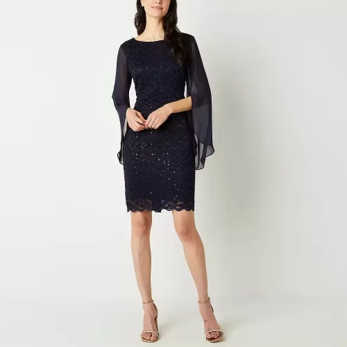 Robe fourreau à sequins et manches longues Connected Apparel