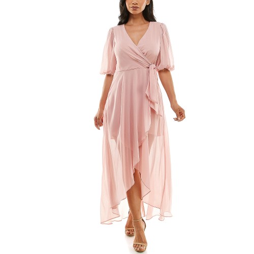 Robe longue taille haute à manches courtes Premier Amour