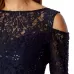 Robe de soirée à sequins et épaules dénudées, manches 3/4 Blu Sage