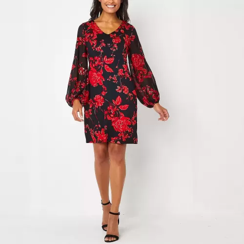 Robe droite à fleurs à manches longues Ronni Nicole