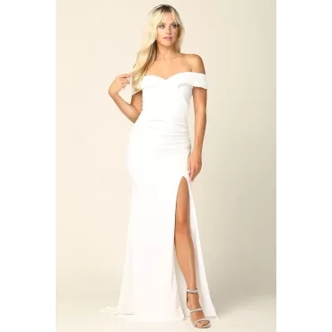 Robe de mariée ajustée à épaules dénudées longue Eva Fashion